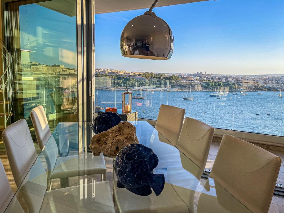 Unique Seafront Triplex Penthouse With Panoramic Bedroom & Rooftop Jacuzzi Overlooking Valletta สลีมา ภายนอก รูปภาพ